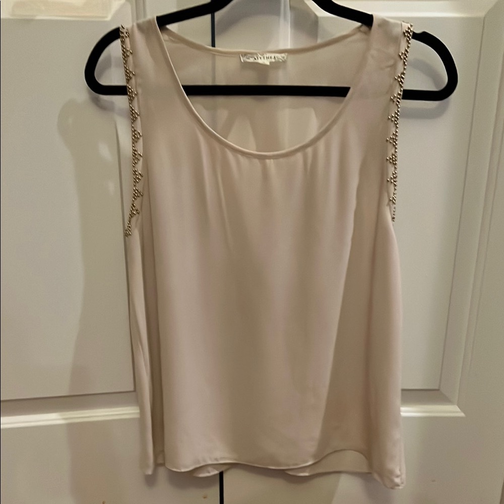 Alythea Tan Cream Tank Top with Rounded Neckline